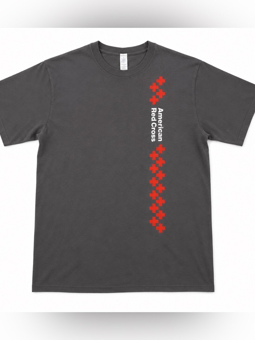 Delta Charcoal Tee with Red Cross Pattern